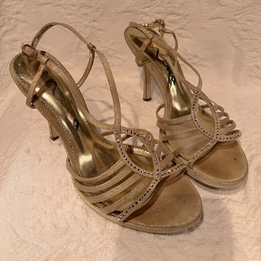 Gold Heels with Rhinestones - Picture 1 of 8